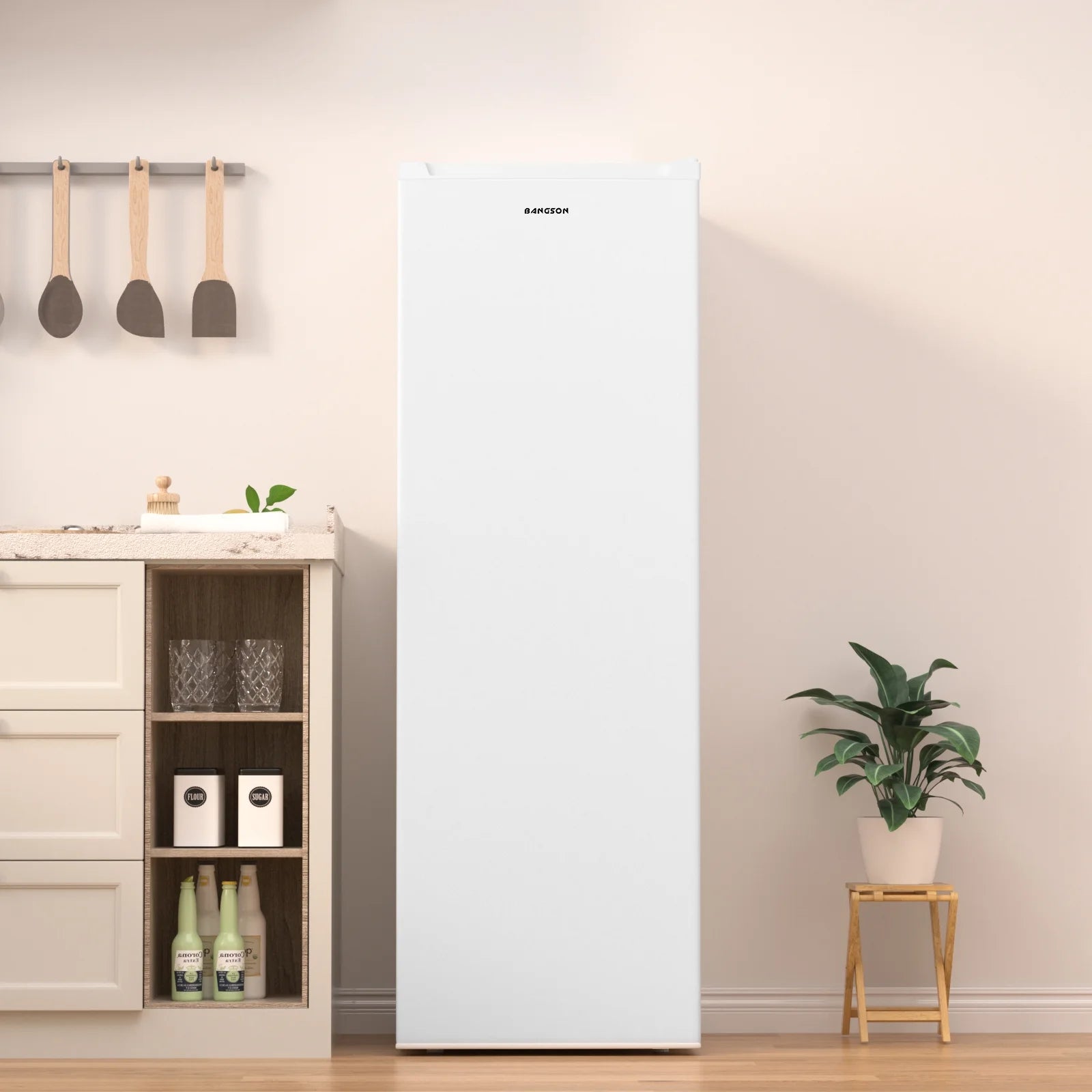 BANGSON Upright Freezer, 7.0 Cu.ft Freestanding Freezer, Convertible Upright Freezer/Refrigerator, Single Door for Kitchen, Office, Apartment, Silver