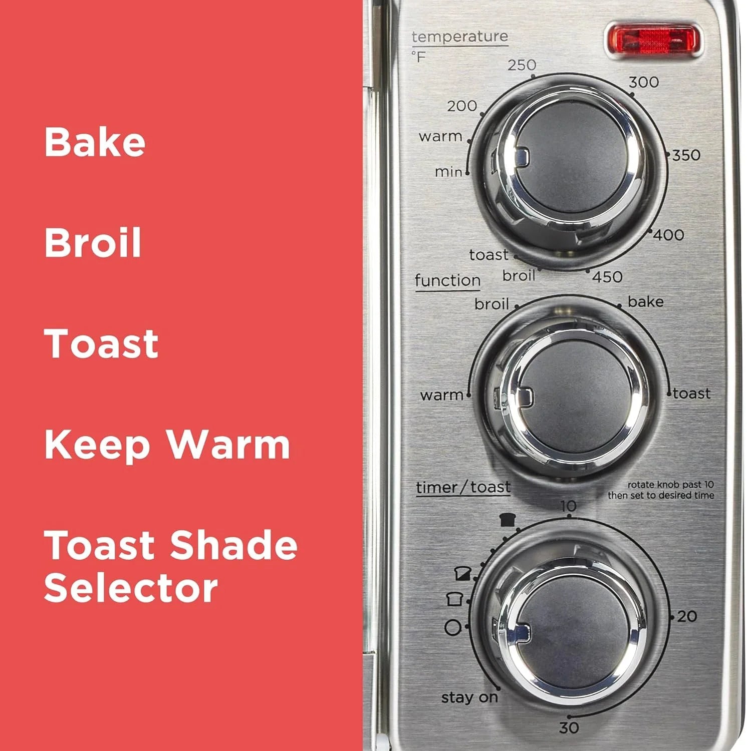 4-Slice Convection Oven - Stainless Steel, Curved Interior Fits a 9 Inch Pizza