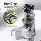 SIFENE 200W Cold Press Juicer Machine for Fruits and Vegetables, Masticating Juice Maker with 83mm Wide Chute, High Yield, Easy Clean, Gray