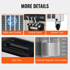 KFFKFF Soft Serve Ice Cream Machine for Commercial Use, 34-44 L/H Production, 3400W, Triple Flavor, Freestanding Design, Dual 9L Stainless Hoppers, LED Control for Single Cylinder
