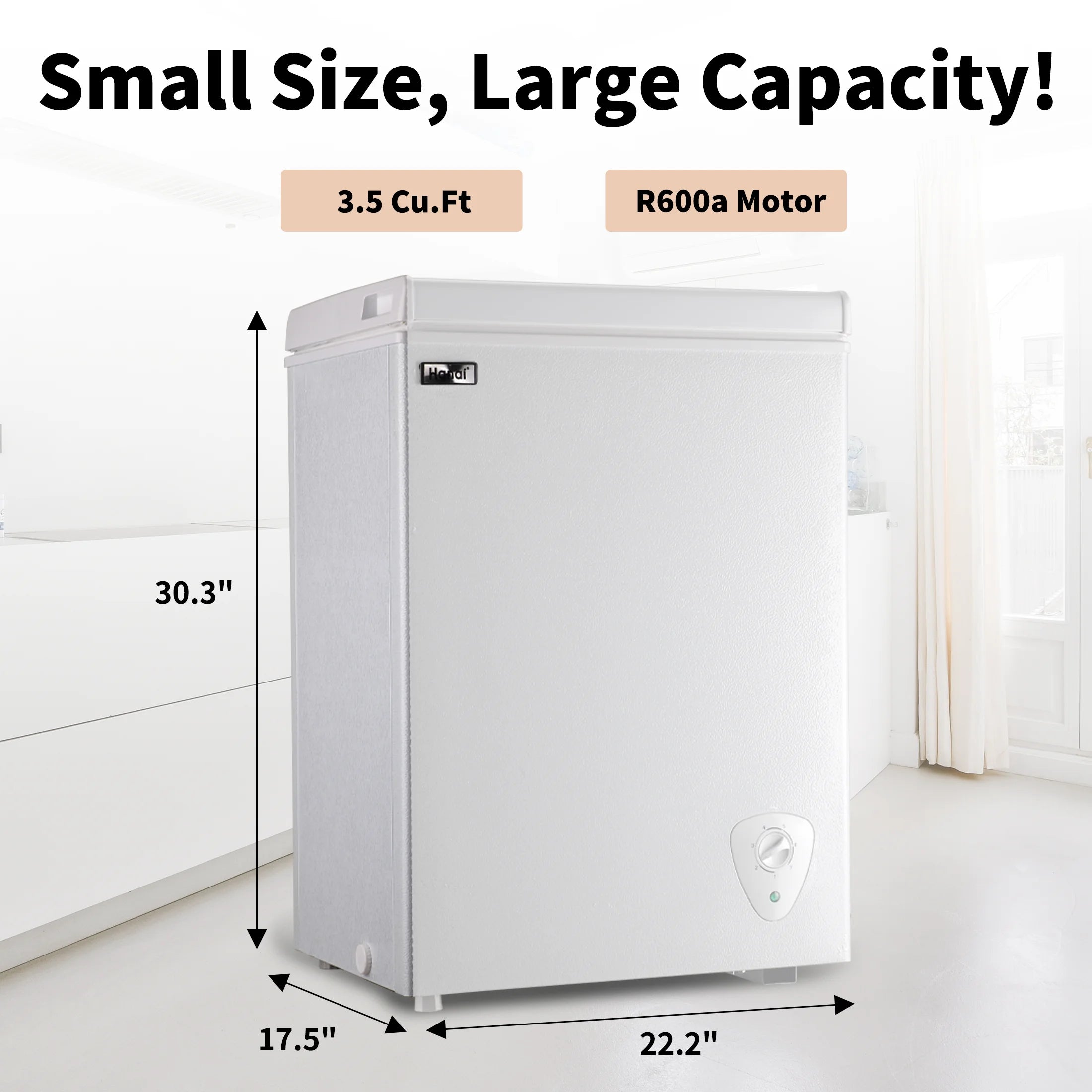 WANAI Chest Freezer 3.5 Cu.ft, Deep Freezer with Top Open Door ,White