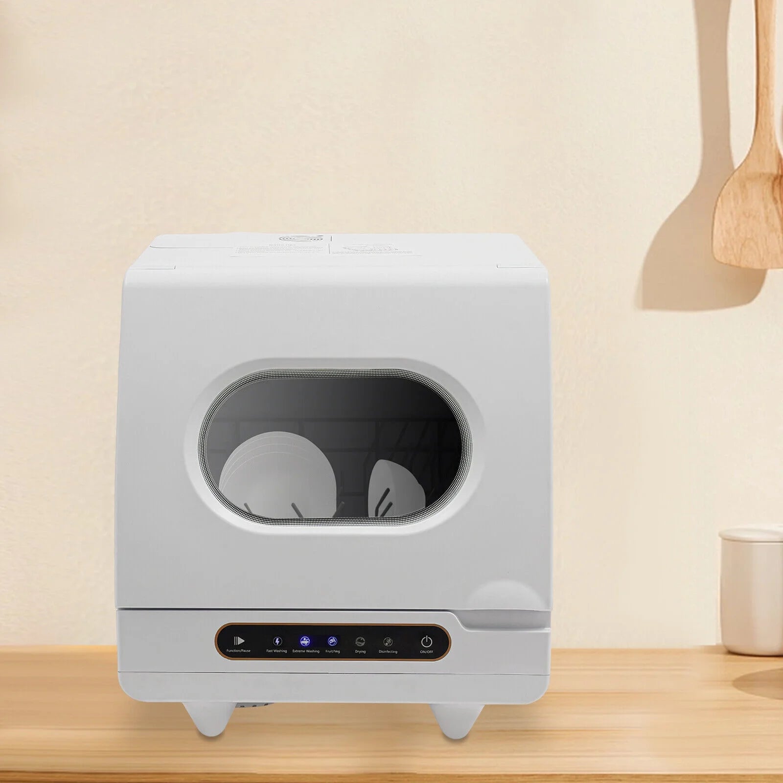 Portable Countertop Dishwasher, Compact, Low Noise, 5 Washing Programs, Mini Dishwasher with Water Tank Leak-Proof Dry