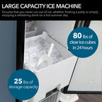 Whynter 15" Built-In Stainless Steel 80lb Capacity Clear Ice Cube Maker, Inline Water Filter UIM-502SS