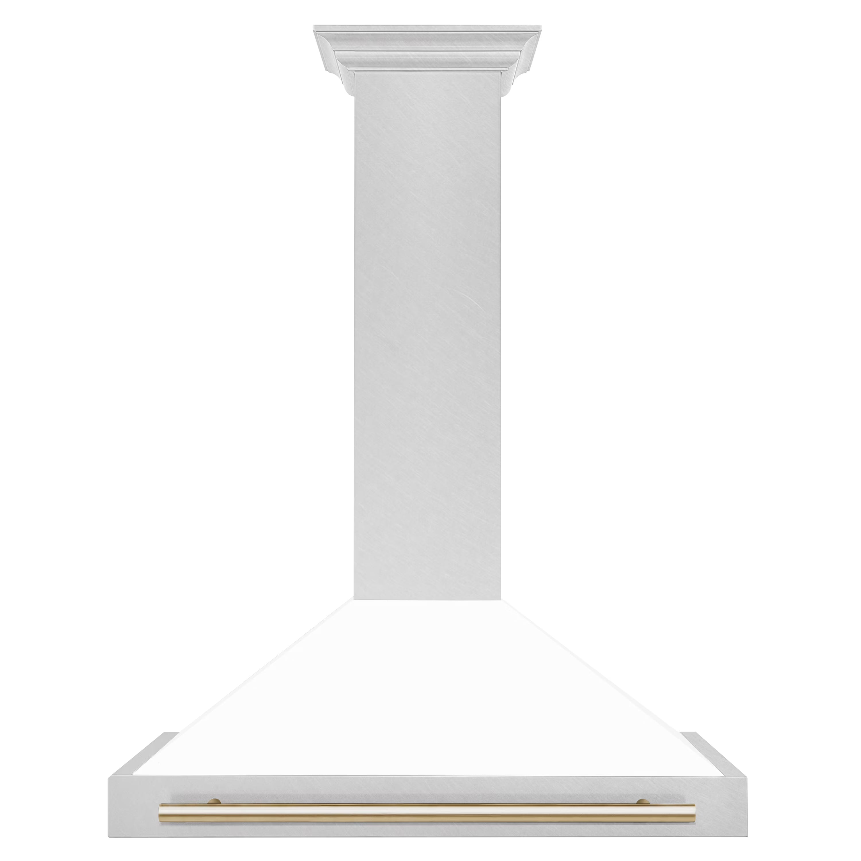 ZLINE 36" Autograph Edition DuraSnow Stainless Steel Range Hood with White Matte Shell and Gold Handle