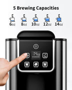 Hot & Iced Coffee Maker, Single Serve Coffee Maker for K Cup and Grounds, 6-14 Oz Brew Sizes, 50 Oz Removable Water Tank, One Cup Coffee Machine
