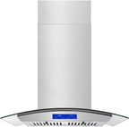 Island Range Hood 30 Inch 700 CFM Ceiling Mount Stainless Steel Kitchen Vent Hood Touch Screen Control Kitchen Exhaust Hood Ducted Ductless Convertible 3-speed Ventilation Fan