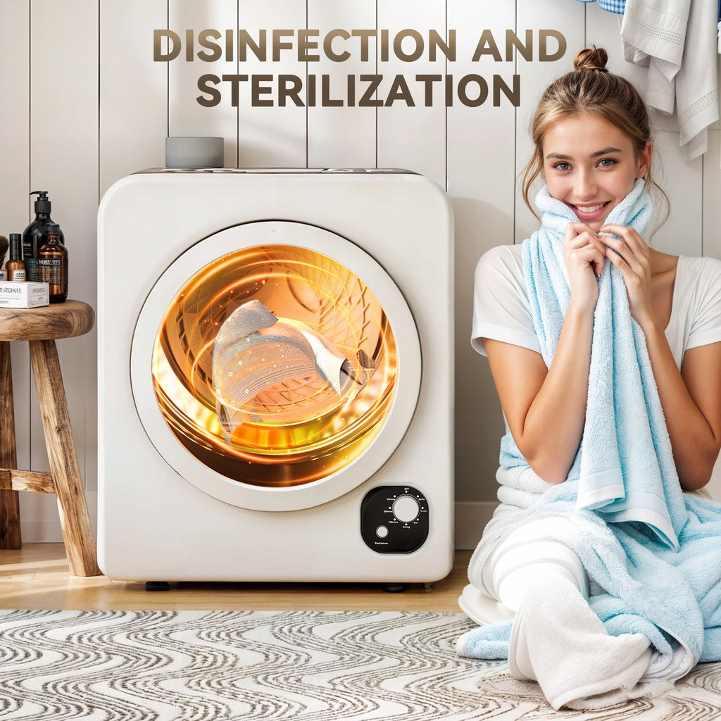 HOMCOM 120V Portable Clothes Dryer, 1300W Compact Laundry Front Load Tumble Dryer Machine 3.3  Cu. Ft. with Stainless Steel Tub, White