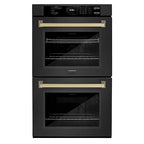 ZLINE 30 in. Autograph Edition Professional Convection Double Wall Oven with Air Fry and Self Clean in Black Stainless Steel with Champagne Bronze Handles (WADBZ-30-CB)