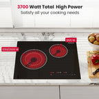GASLAND 21 Inch 2 Burners Electric Cooktop, ETL Certificated,  Built-in Radiant Ceramic Apartment Cooktop, 3700 W Electric Stove Top, 240 V