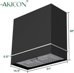 Akicon Range Hood 30 Inch, 600 CFM Ducted Vent Hood, Stainless Steel Box Kitchen Hood with 2 LED Lights, Removable Baffle Filters, Stove Hood Vent for Kitchen, 3 Speeds, Wall Mounted (AK-HS30HB-JBC)