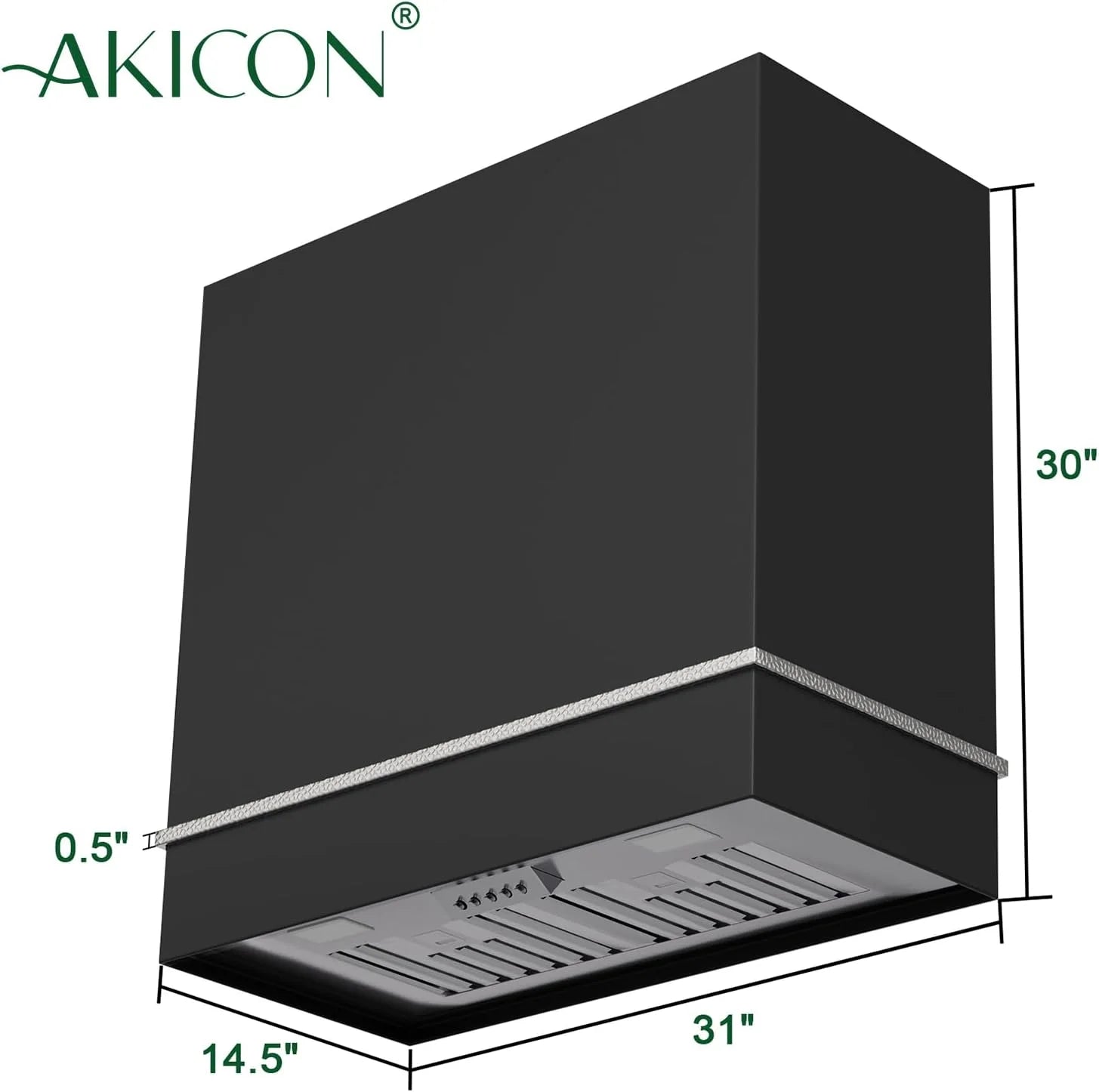 Akicon Range Hood 30 Inch, 600 CFM Ducted Vent Hood, Stainless Steel Box Kitchen Hood with 2 LED Lights, Removable Baffle Filters, Stove Hood Vent for Kitchen, 3 Speeds, Wall Mounted (AK-HS30HB-JBC)