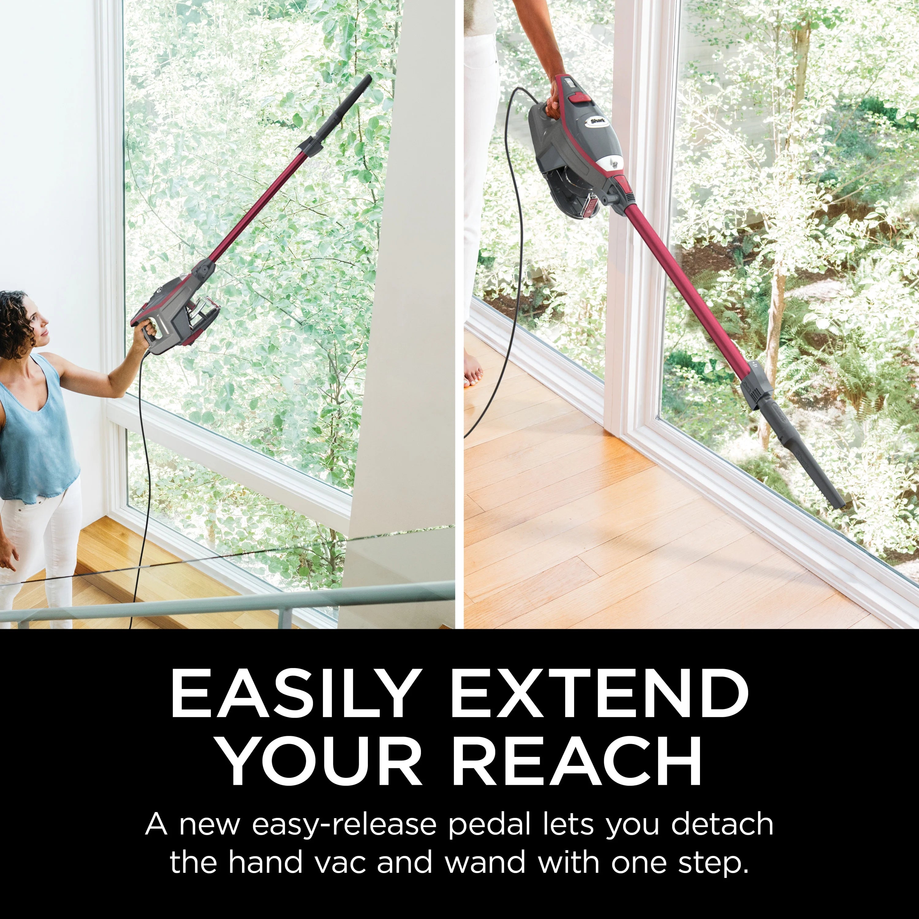 Shark Rocket Pro Corded Stick Vacuum, Removable Hand Vacuum, Hardwood Floors and Carpet, Advanced Swivel Steering, Pet-Friendly, XL Capacity, Ultra-Lightweight, HV370 Comet Red