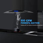 Joeaonz 30-Inch Island Range Hood 900CFM Stainless Steel with Glass Touch Control and Permanent Reusable Filters