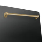 ZLINE Autograph Edition 24" 3rd Rack Top Touch Control Tall Tub Dishwasher in Black Stainless Steel with Gold Handle, 45dBa (DWMTZ-BS-24-G)