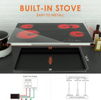 Homtone 30 Inch Electric Cooktop 4 Burners Built-in Electric Stovetop -Timer & Child Safety Lock