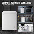 JIEJIA Compact Freezer 3.5 cu ft Environmental Chest Freezer, Mini Freezer with 7 Gear Adjustable Temperature, Removable Storage Basket, Energy Saving, White