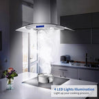 Joeaonz 30-Inch Island Range Hood 900CFM Stainless Steel with Glass Touch Control and Permanent Reusable Filters