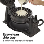 Hamilton Beach Double Belgian Waffle Maker with Removable Nonstick Grids, Rotating Waffle Iron, Black