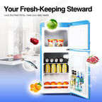 GGTB 3.0 Cu.Ft Two Door Small Refrigerator with Freezer, Compact Retro Small Refrigerator for Dorm, Office, Bar, RV, Bedroom, Blue