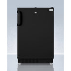 20" wide built-in undercounter ADA compliant refrigerator-freezer in black with a front lock