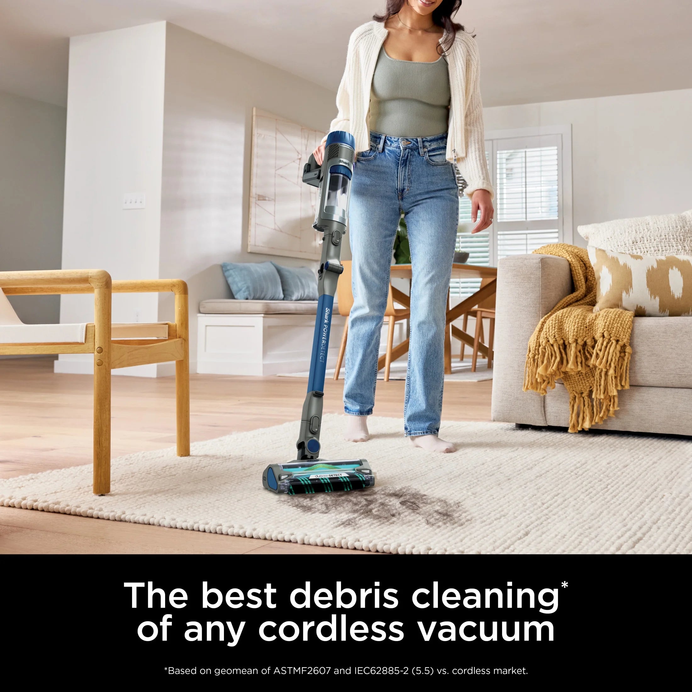 Shark PowerDetect Cordless Stick Vacuum, Multi-Surface, with DuoClean Detect Nozzle and MultiFLEX Wand, Up to 60 Mins Runtime, IP1250 Blue