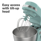 Hamilton Beach 4 Quart Stand Mixer for Kitchen, 7 Speeds, Tilt-Head, Dough Hook, Whisk & Flat Beater, White