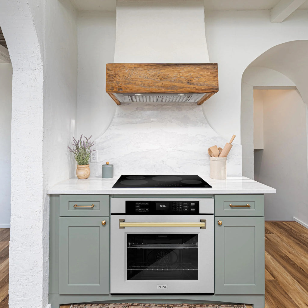 ZLINE 30" Autograph Single Wall Oven with Air Fry and Self-Clean in DuraSnow?? Stainless Steel and Gold Handle, WASSZ-30-G