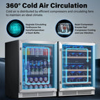 Yeego 30" Wine and Beverage Refrigerator,Two 15" Wine and Beverage Cooler Under Counter or Freestanding, Hold 33 Bottles and 80 Cans(Two Pack)