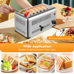 6-Slice Stainless Steel Toaster, 1680W High-Power with Adjustable Timing, Wide Slots, and Easy-to-Clean Design for Perfect Toast Every Time