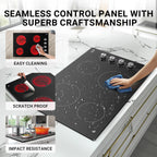 30 Inch Electric Cooktop 4 Burners, Sumaki Built-in Electric Burner with 4 Burners, 240V Power Control by Knob, 7000W Electric Stove with Hot Surface Indicator
