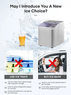 Ice Maker Countertop 2 Ice Sizes, 30 lbs Bullet Ice in 24H, Self-Clean, 9 Cubes in 5 Mins, FOHERE