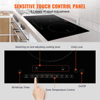 BENTISM 24 inch Electric Cooktop 2 Burners Ceramic Glass Stove Top Touch Control