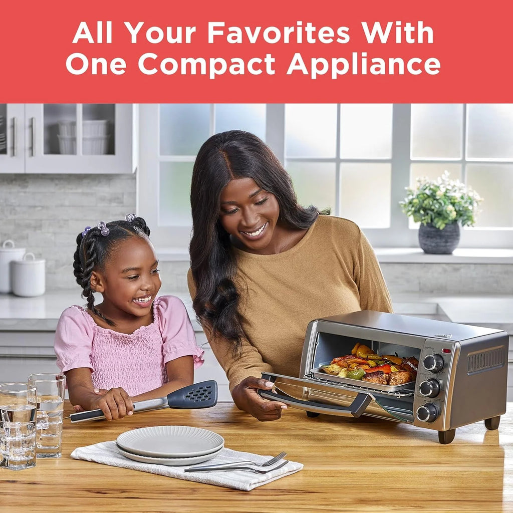 4-Slice Convection Oven, Stainless Steel, Curved Interior Fits a 9 inch Pizza, TO1313SBD