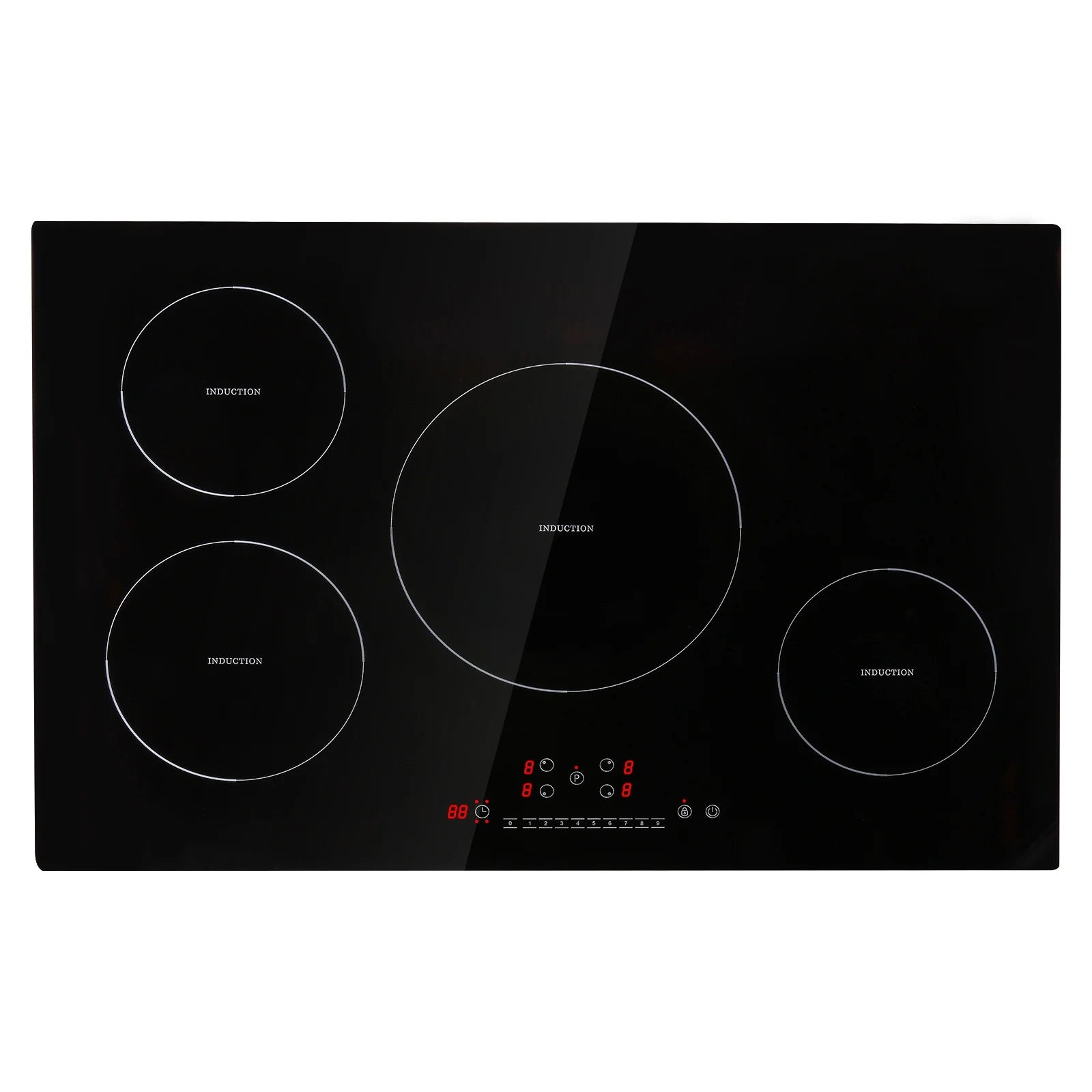 KFFKFF 30" Electric Cooktop, 4 Burners 7500W Built-in Electric Stove with Touch Controls, Safety Lock, 9 Temperature Settings 220-240V