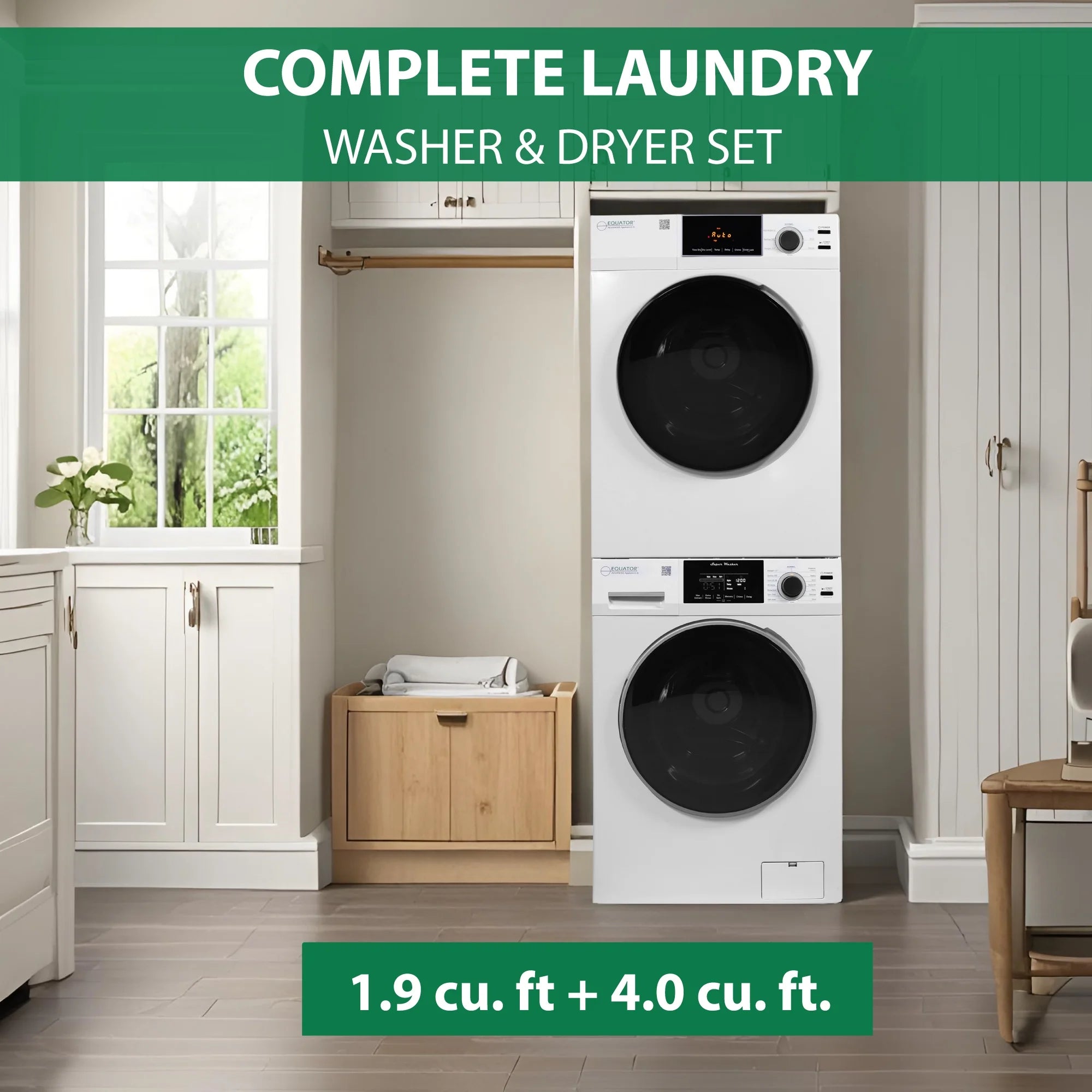 Equator Advanced Appliances 4.0 cu ft High-Efficiency Compact Stacked Washing Machine