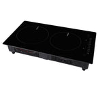 KFFKFF Induction Cooker, Dual Burners, 12'' Electric Stove, Integrated Magnetic Cooking Surface 1800W, 9 Stage Heat Adjustable Burner, LED Touch Interface with Child Safety & Excessive Heat Safeguard