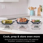 Ninja Crispi 3-in-1 Portable Glass Air Fryer Cooking System, 1500W, 4-Qt & 5-Cup TempWare Glass Containers with Storage Lids, Microwave, Freezer & Dishwasher Safe, White, FN100WH