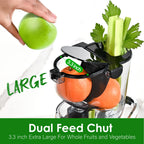 Kitchen in the Box Cold Press Juicer Machines With 3.26" Wide Feed Chute, Slow Masticating Juicer Machine for Whole Fruits and Vegetables, BPA-Free, High Juice Yield Juicer Maker (Silver)