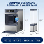 Ecojoy Stainless Steels Portable Countertop Nugget Ice Maker Machine, 44Lbs/24H with 0.8 Gallon Tank,Soft Chewable Pellet Ice Ready in 5-10min, Self-Cleaning
