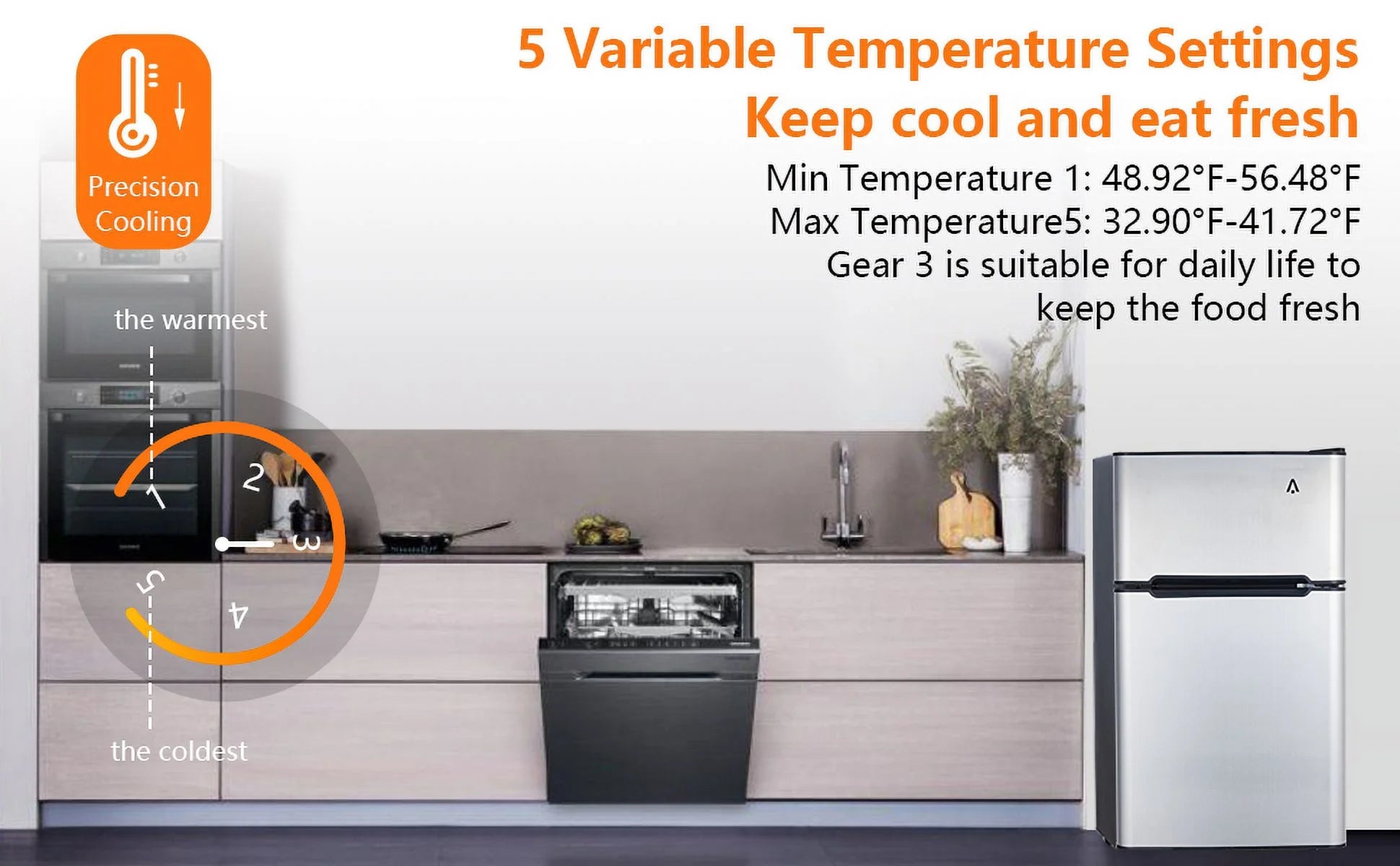M optimized 3.2 Cu. Ft Mini Fridge with Freezer, Small Refrigerators Double Door, 5 Adjustable Thermostat Settings, Compact Internal Freezer with Crisper Drawer for Apartment Dorm