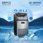 100Lbs/24H Commercial Ice Maker, 45 Cubes in 11 Mins, Stainless Steel, Auto Clean, Under Counter for Home/Bar Use�?Auseo