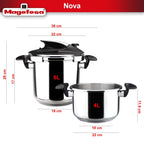 Magefesa Nova 4.2 Qt Stovetop Pressure Cooker �?Fast Cooking, Easy Locking, 18/10 Stainless Steel, Induction Compatible, 5 Safety Features, 11.6 PSI
