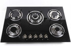 Miumaeov Gas Cooktop 30" Tempered Glass Gas Hob LPG/NG Cooktops Cooker Cooktop High Power Burners Kitchen Cooktop Black