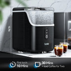 Qunler Nugget Ice Maker Countertops, 33lbs Per Day Portable Pebble ice machine, Crushed Sonic ice maker with Soft Chewable Ice for Home, Party, RV, Camping, Stainless Steel Black