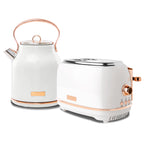 Haden Heritage 1.7 Liter Electric Kettle with 2 Slice Bread Toaster, White