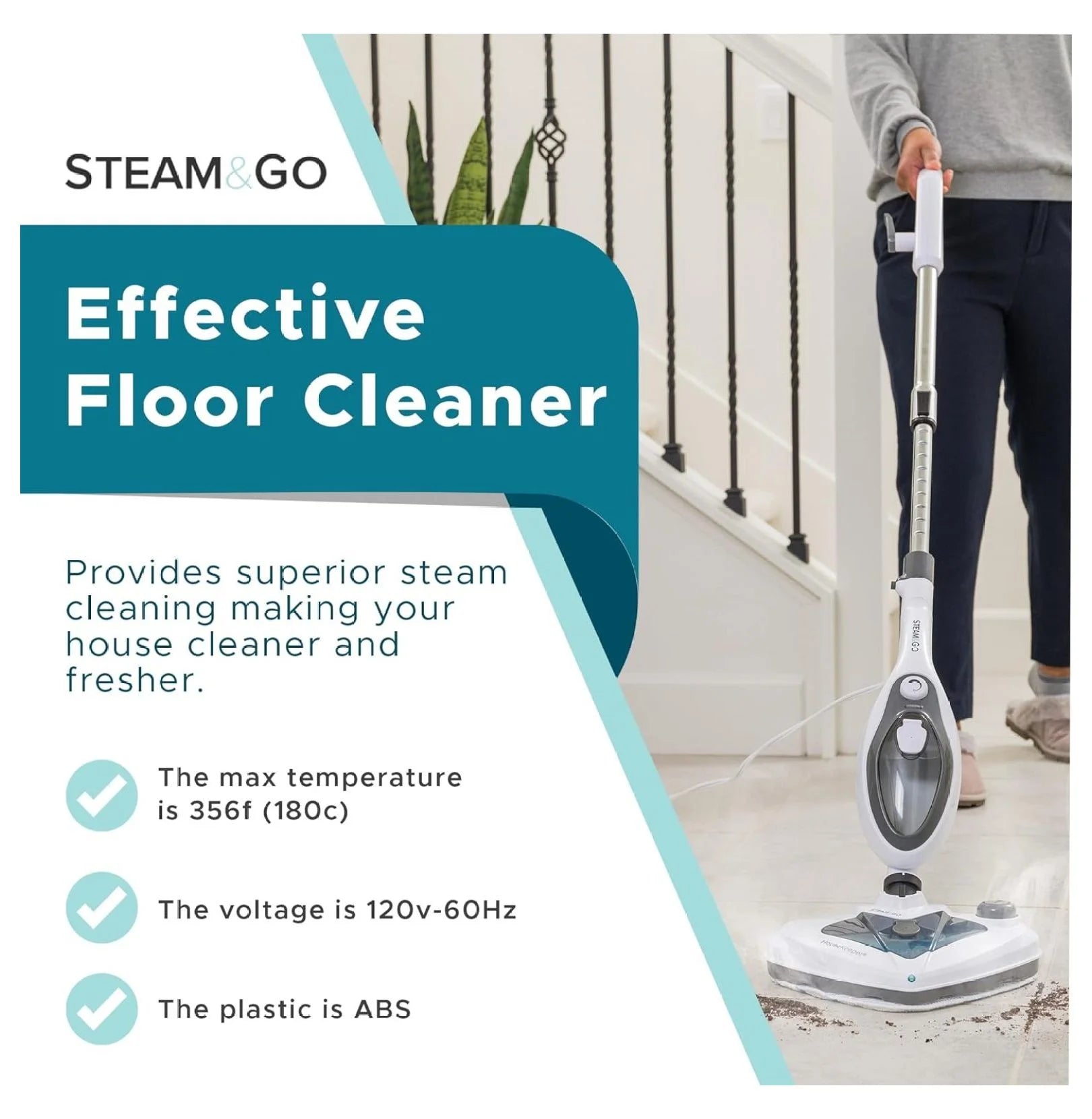 saney 10-in-1 Steam Mop - Floor Steamer with Chamber and Detachable Handle for Tile Grout, Clothes, Furniture, Hardwood, Upholstery, & Carpet, Handheld Steam Cleaner for Home Use