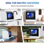 AIRMSEN Portable Countertop Dishwasher with 5-Liter Built-in Water Tank and Air-Dry Function, 5 Washing Programs Mini Dishwasher, AE-TDQR03