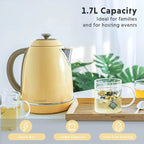 BUYDEEM K640 Stainless Steel Electric Tea Kettle with Auto Shut-off 1.7 L, 1440W (Mellow Yellow)