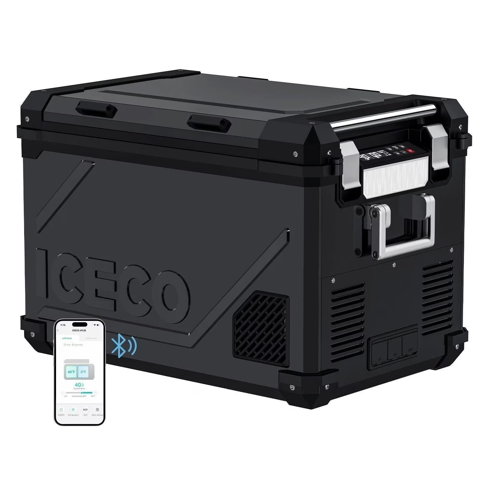 APL55 Aluminum Dual Zone 58QT Portable Cooler Black