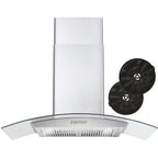 30 in. Vista Collection Ductless Wall Mount Range Hood, Button Controls, LED Lights, Stainless Steel
